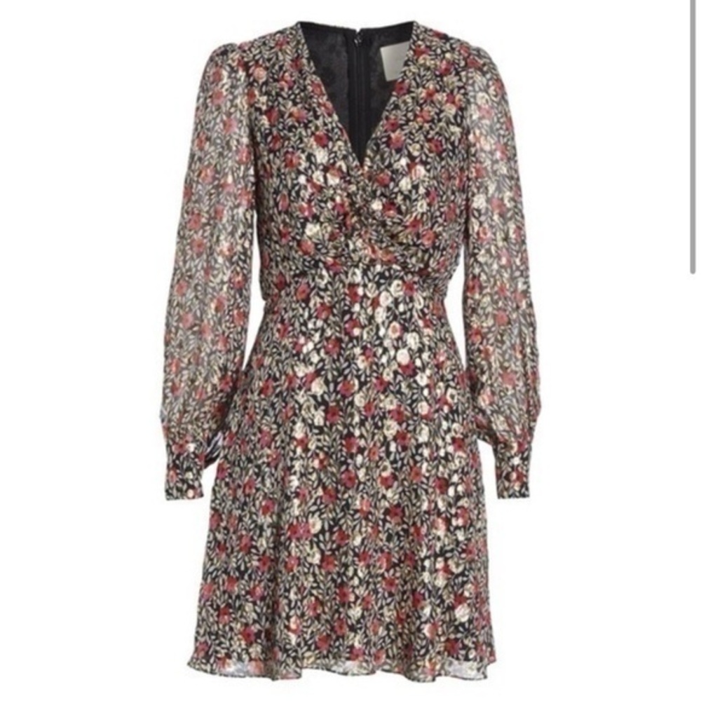 Kate Spade %100 Silk Floral Long Sleeve Dress